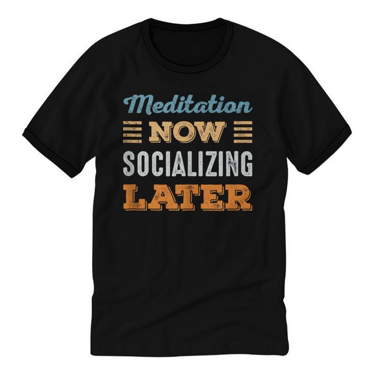Meditation Now Minimal Socializing Introvert Vintage Unisex Cotton Ringer T-Shirt