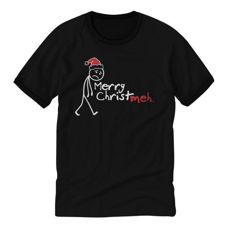 Merry Christ-Meh Christmas Introvert Unisex Cotton Ringer T-Shirt