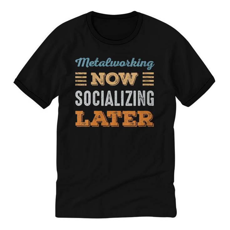Metalworking Now Minimal Socializing Introvert Vintage Unisex Cotton Ringer T-Shirt