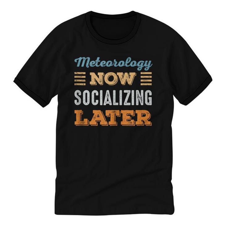 Meteorology Now Minimal Socializing Introvert Vintage Unisex Cotton Ringer T-Shirt