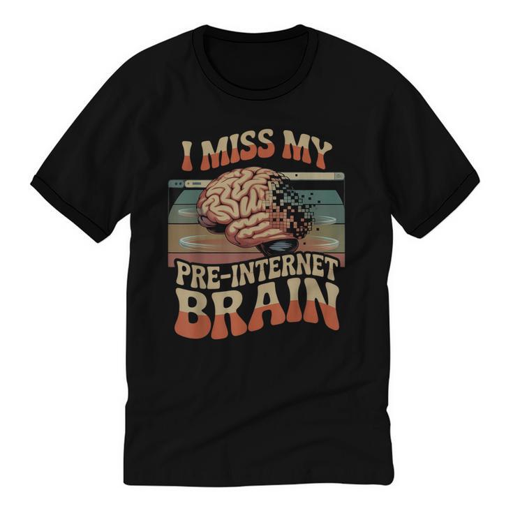 I Miss My Pre-Internet Brain Digital Nostalgia Retro Unisex Cotton Ringer T-Shirt