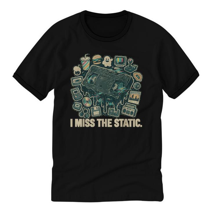 I Miss The Static Retro VHS Nostalgia Art Unisex Cotton Ringer T-Shirt