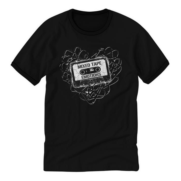 Mixed Tape Emotions Music Lover Nostalgia Quote Unisex Cotton Ringer T-Shirt