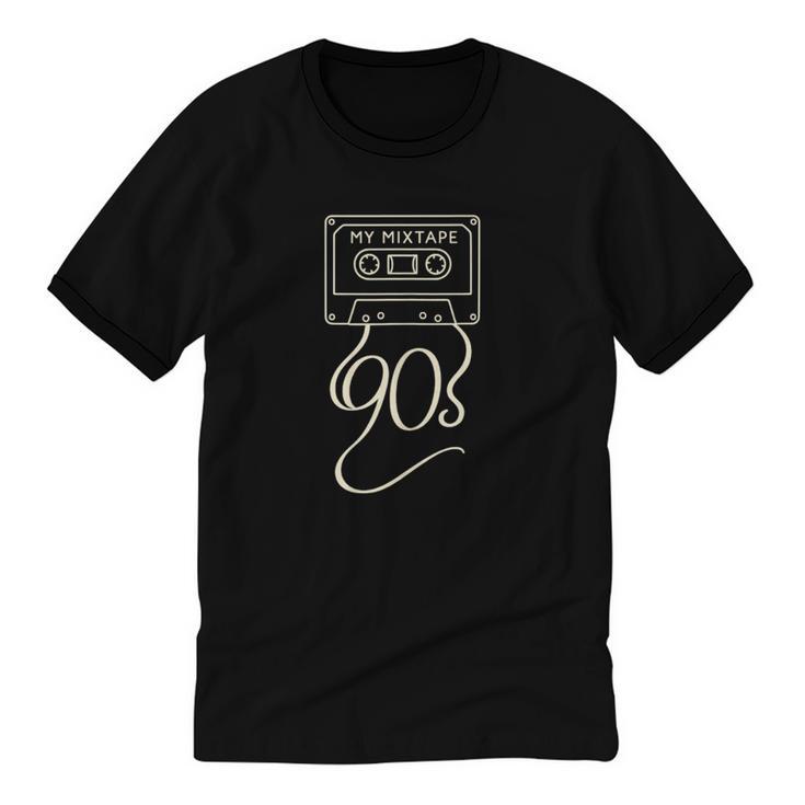 My Mixtape 90s – Retro Cassette Tape Nostalgia Unisex Cotton Ringer T-Shirt