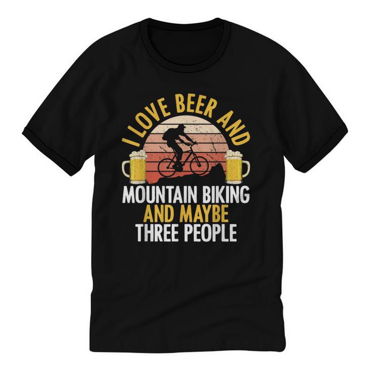Mountain Biking Beer Drinking Introvert Sayings For Cyclist Unisex Cotton Ringer T-Shirt