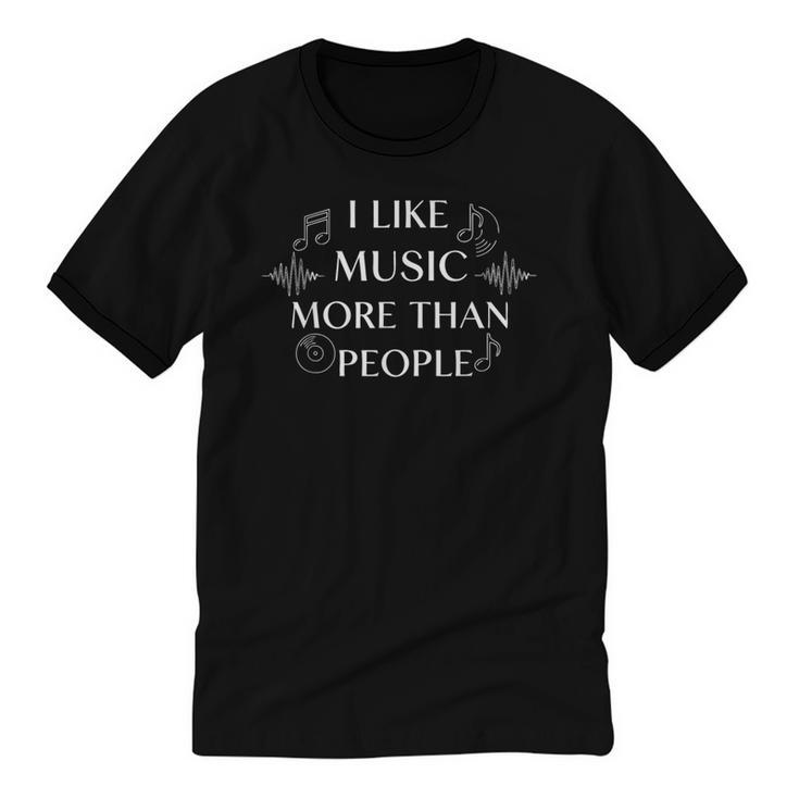 I Like Music More Than People Audiophile Introvert Unisex Cotton Ringer T-Shirt