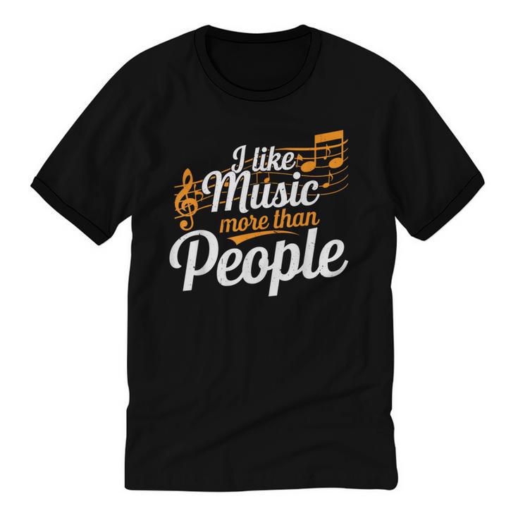 I Like Music More Than People Fan Introvert Unisex Cotton Ringer T-Shirt