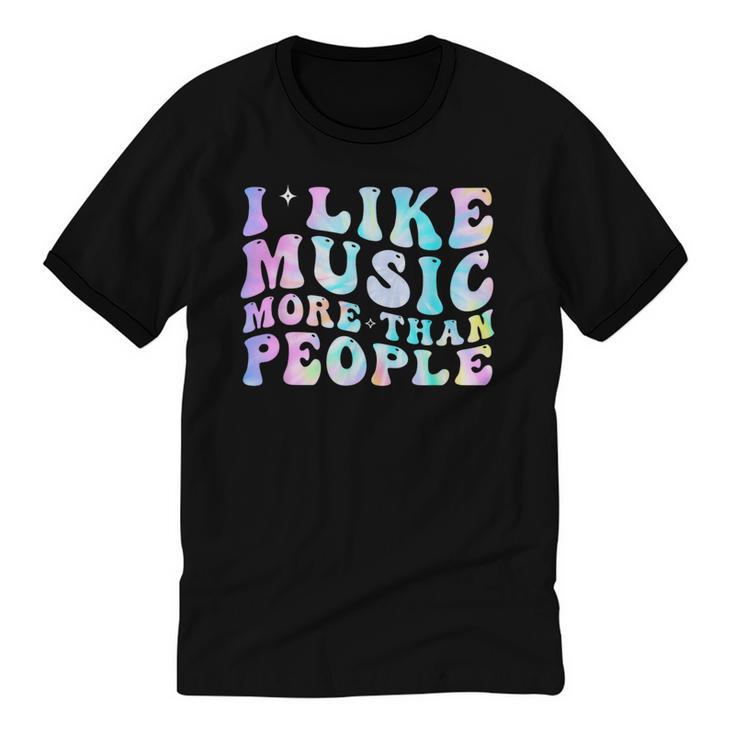 I Like Music More Than People Introvert Musician Retro Unisex Cotton Ringer T-Shirt