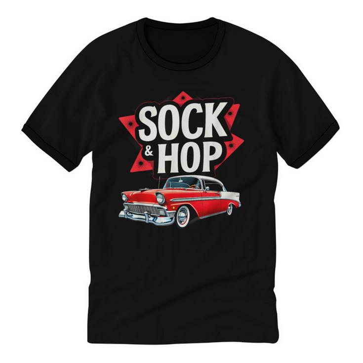Nostalgia 1950s Sock Hop Dance Unisex Cotton Ringer T-Shirt