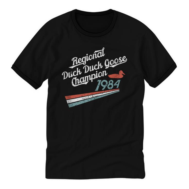 Nostalgia 80s Duck Goose Distressed Unisex Cotton Ringer T-Shirt