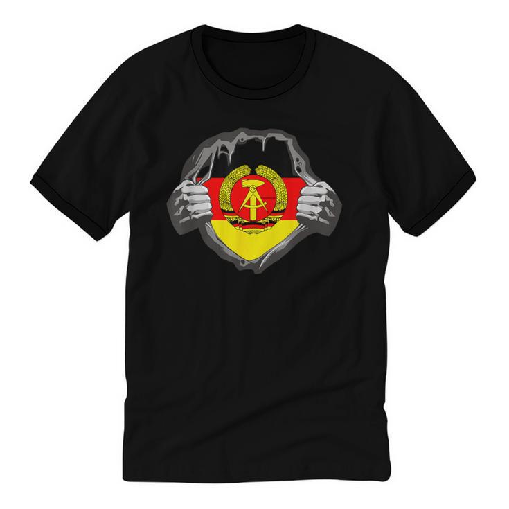 Nostalgia Chest Flag GDR Unisex Cotton Ringer T-Shirt