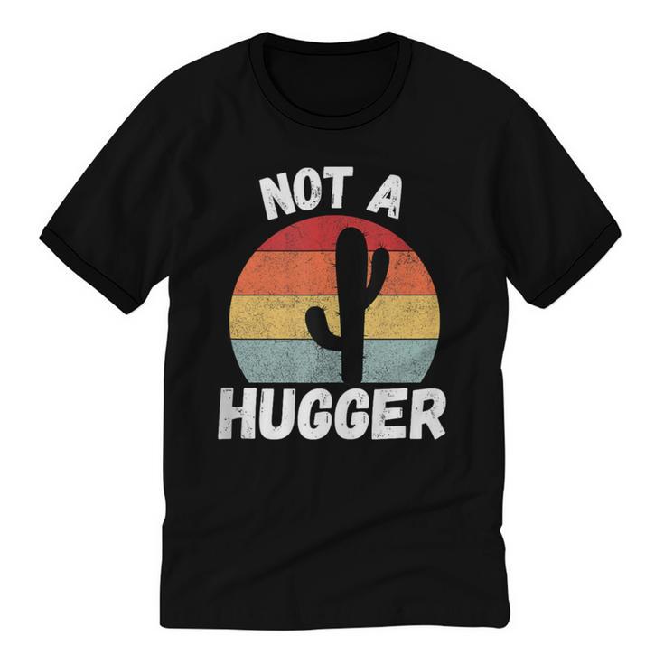 Not A Hugger Cactus Introvert Antisocial Unisex Cotton Ringer T-Shirt