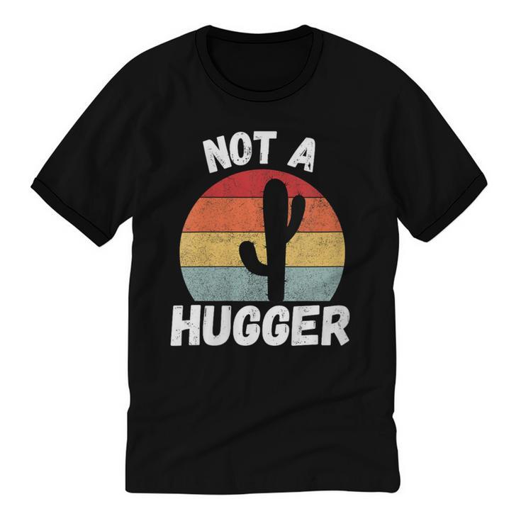 Not A Hugger Cactus Introvert Antisocial Unisex Cotton Ringer T-Shirt