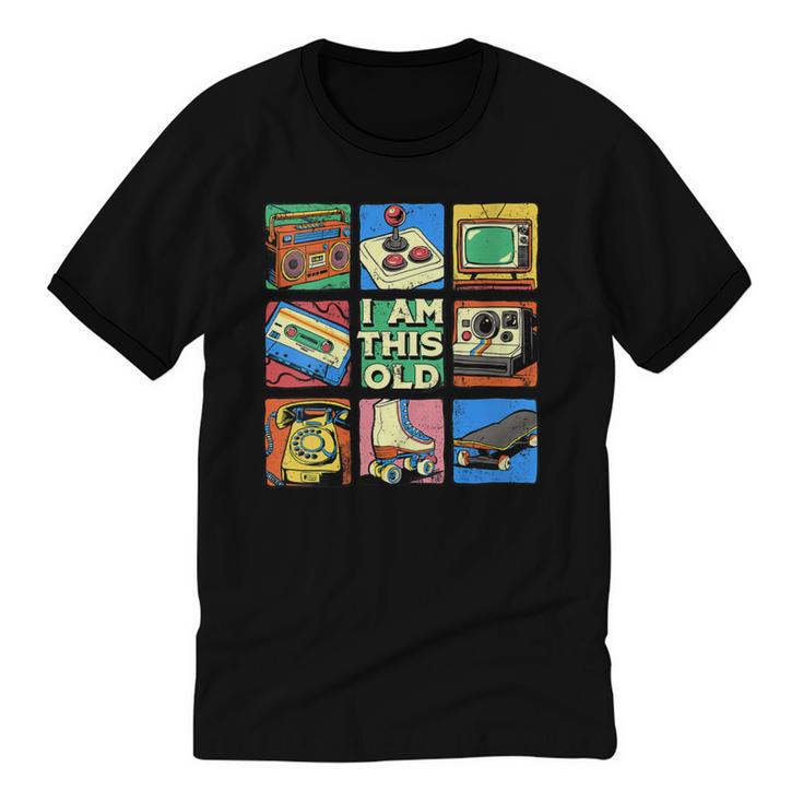 I Am This Old Retro Vintage Nostalgia 80s 90s Cassette Tape Unisex Cotton Ringer T-Shirt