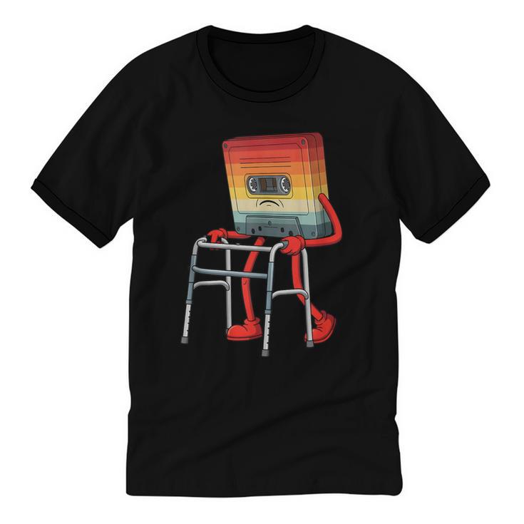 Old Vintage Cassette Tape 70s 80s 80s Outfit Nostalgia Unisex Cotton Ringer T-Shirt