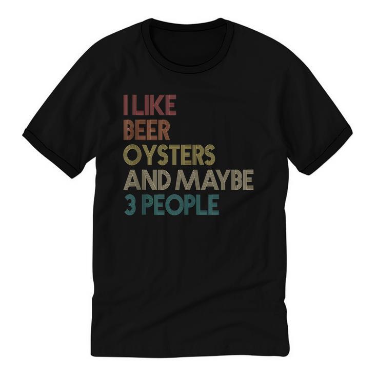 Oysters And Beer Lovers Introvert Quote Vintage Retro Unisex Cotton Ringer T-Shirt