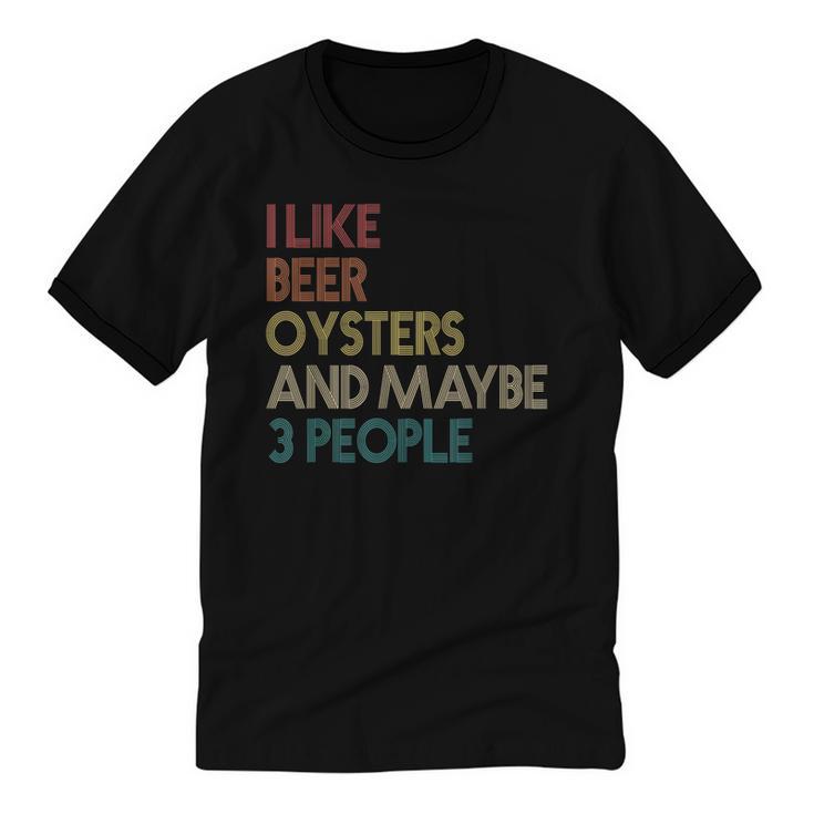 Oysters And Beer Lovers Introvert Quote Vintage Retro Unisex Cotton Ringer T-Shirt
