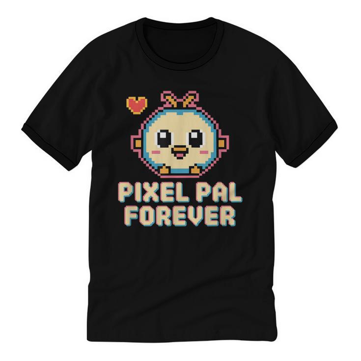 Pixel Art Pet Y2K Retro Vintage Digital Nostalgia Y2K Tech Unisex Cotton Ringer T-Shirt