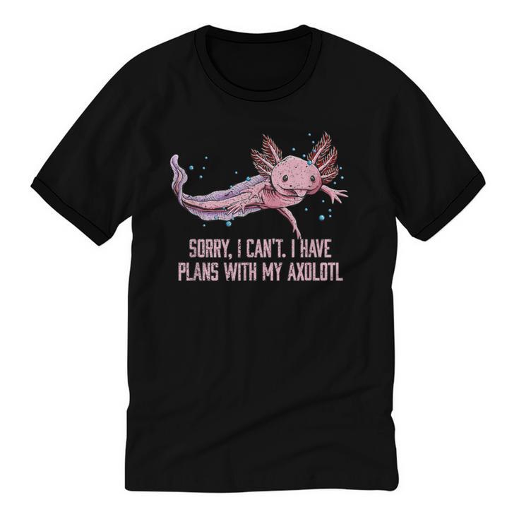 I Have Plans With My Axolotl Salamander Introvert Unisex Cotton Ringer T-Shirt