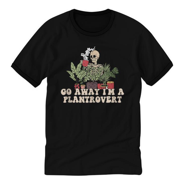 Plant Coffee Lover Plantrovert Gardening Introvert Unisex Cotton Ringer T-Shirt