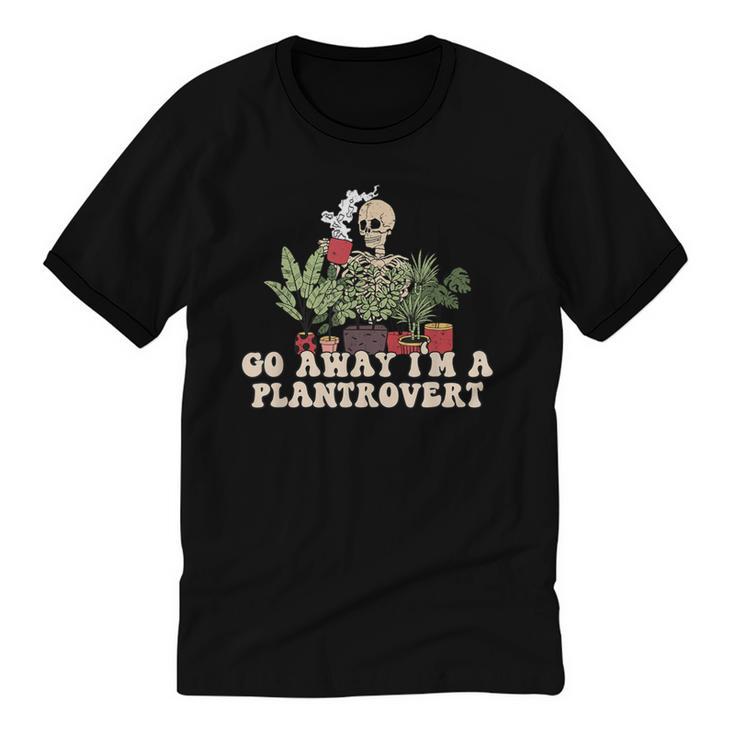 Plant Coffee Lover Plantrovert Gardening Introvert Unisex Cotton Ringer T-Shirt