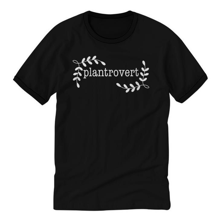 Plantrovert Introvert Gardener Plant Lady Unisex Cotton Ringer T-Shirt