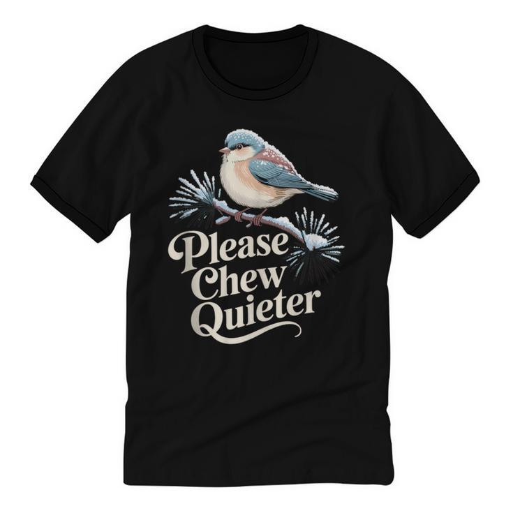 Please Chew Quieter Introvert Christmas Bird Lover Unisex Cotton Ringer T-Shirt