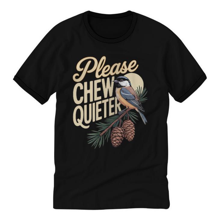 Please Chew Quieter Introverts Casual Everyday Unisex Cotton Ringer T-Shirt