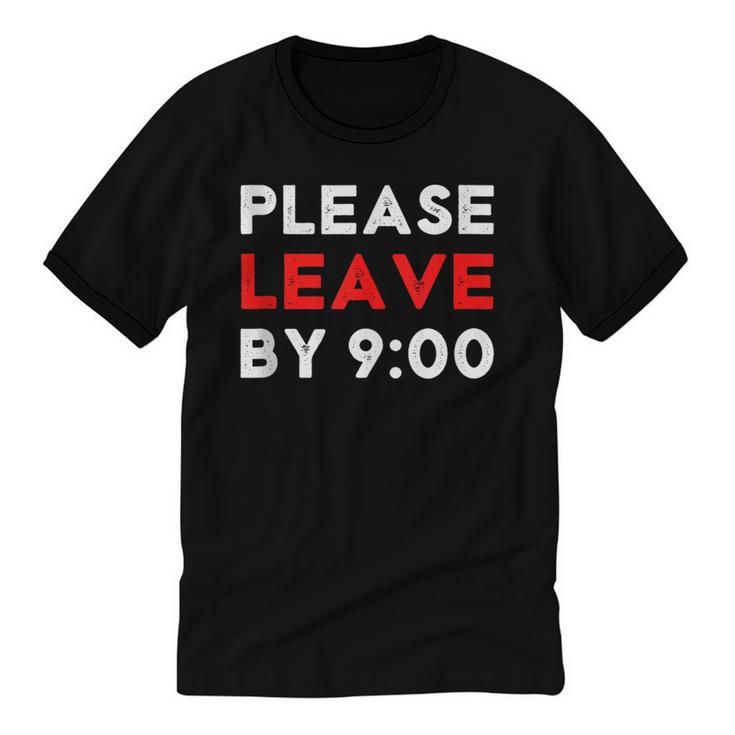 Please Leave By 9 Introvert Party Anti-Social Birthday Unisex Cotton Ringer T-Shirt