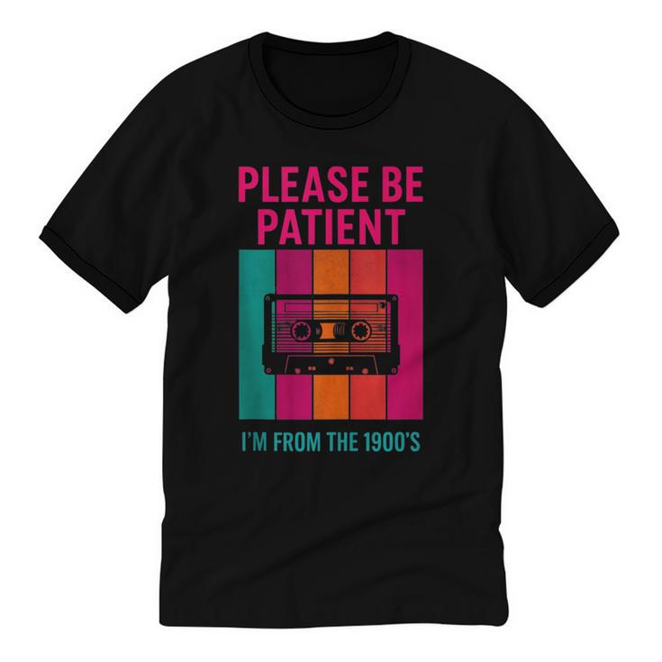 Please Be Patient I'm From The 1900s Retro Cassette Tape Unisex Cotton Ringer T-Shirt