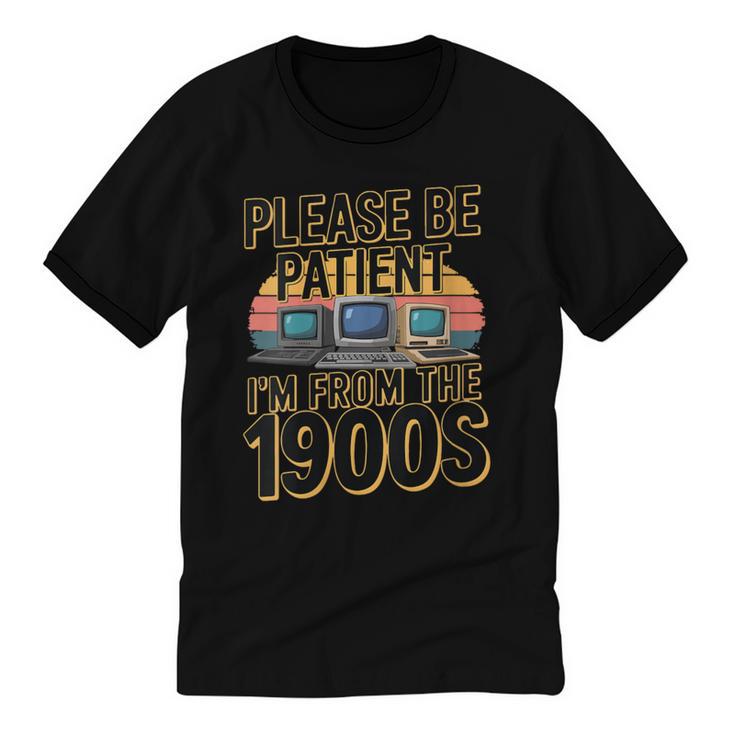 Please Be Patient I'm From The 1900s Retro Computer Unisex Cotton Ringer T-Shirt