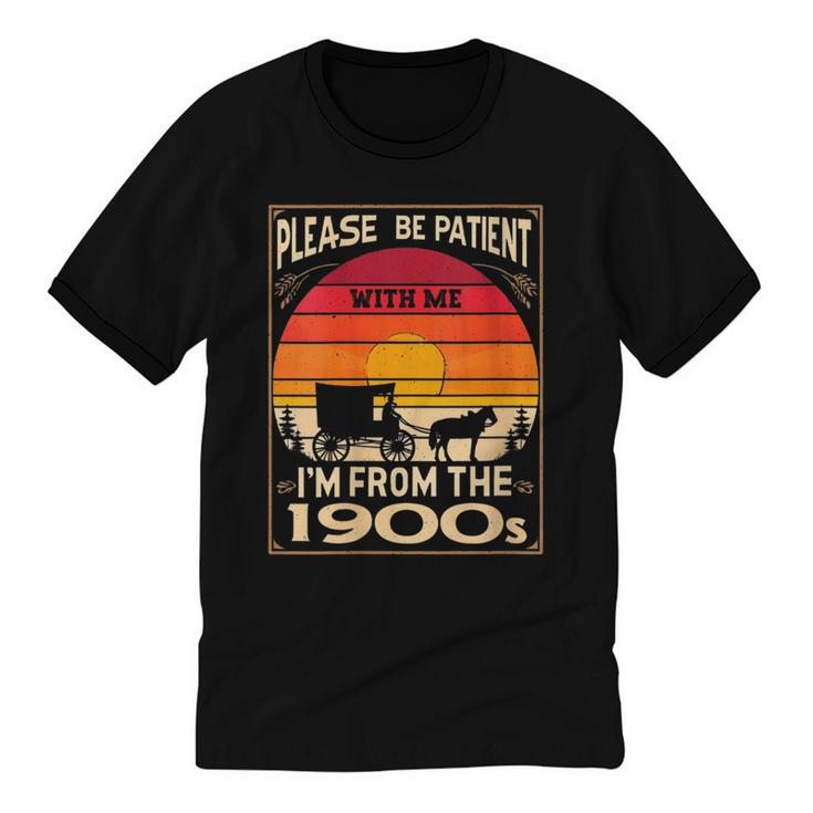Please Be Patient I'm From The 1900s Sunset Vintage Wagon Unisex Cotton Ringer T-Shirt