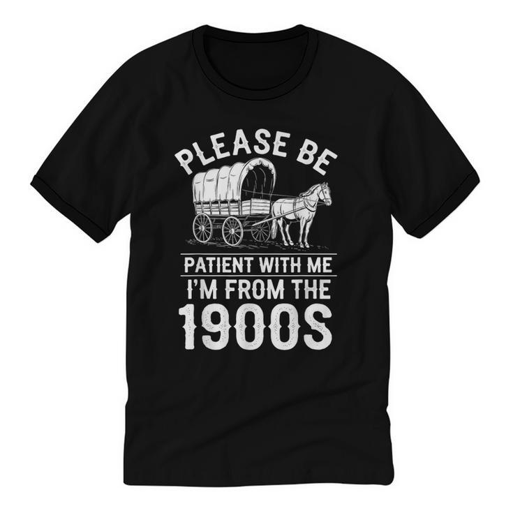 Please Be Patient I'm From The 1900s Vintage Humor 90s Kids Unisex Cotton Ringer T-Shirt