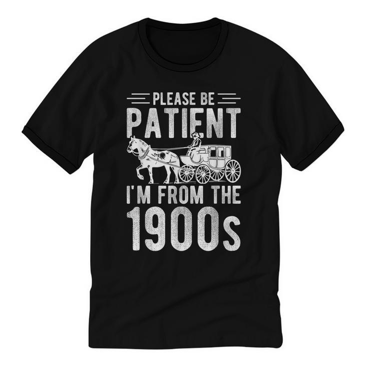 PLEASE BE PATIENT I'M FROM THE 1900s Vintage 1900s Retro Unisex Cotton Ringer T-Shirt