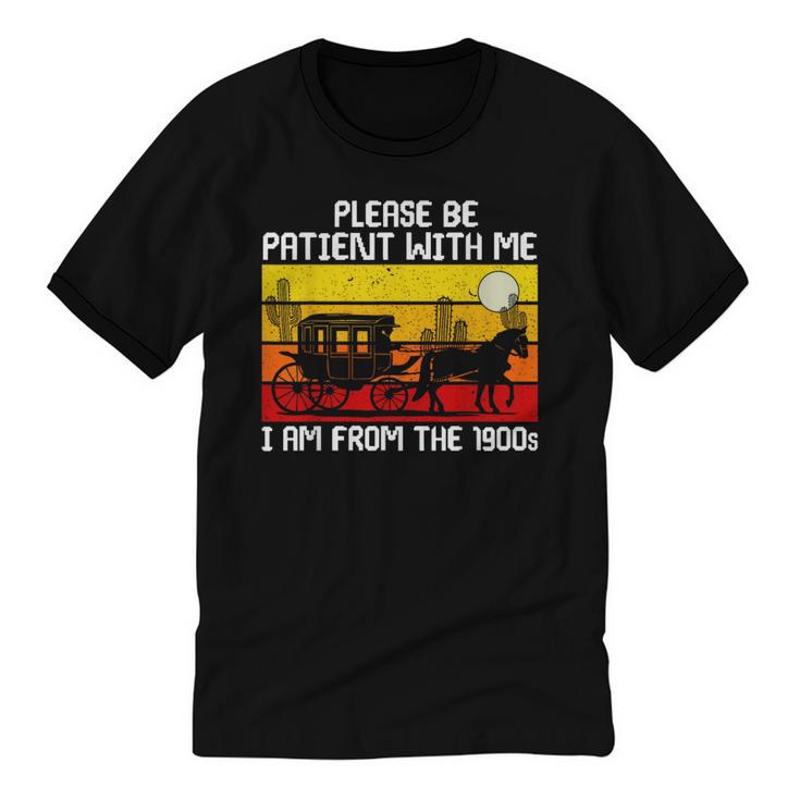 Please Be Patient With Me I'm From The 1900s Vintage Sun Set Unisex Cotton Ringer T-Shirt
