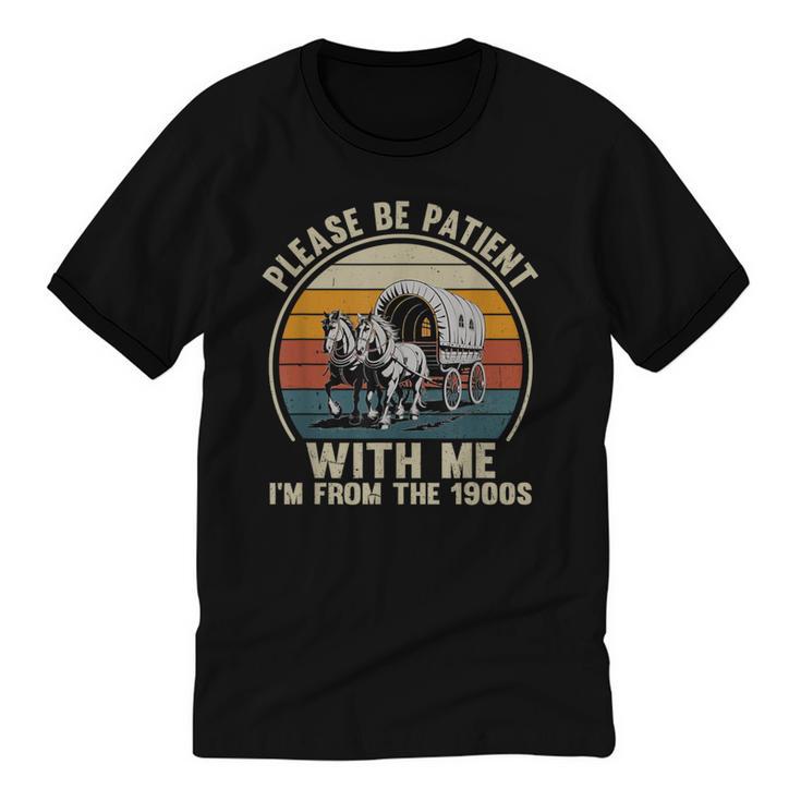 Please Be Patient With Me I'm From The 1900s Vintage Wagon Unisex Cotton Ringer T-Shirt