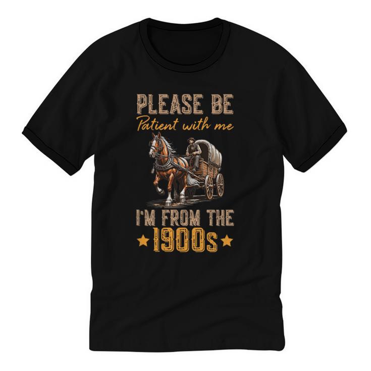 Please Be Patient With Mee I'm From The 1900s Minimalist Unisex Cotton Ringer T-Shirt