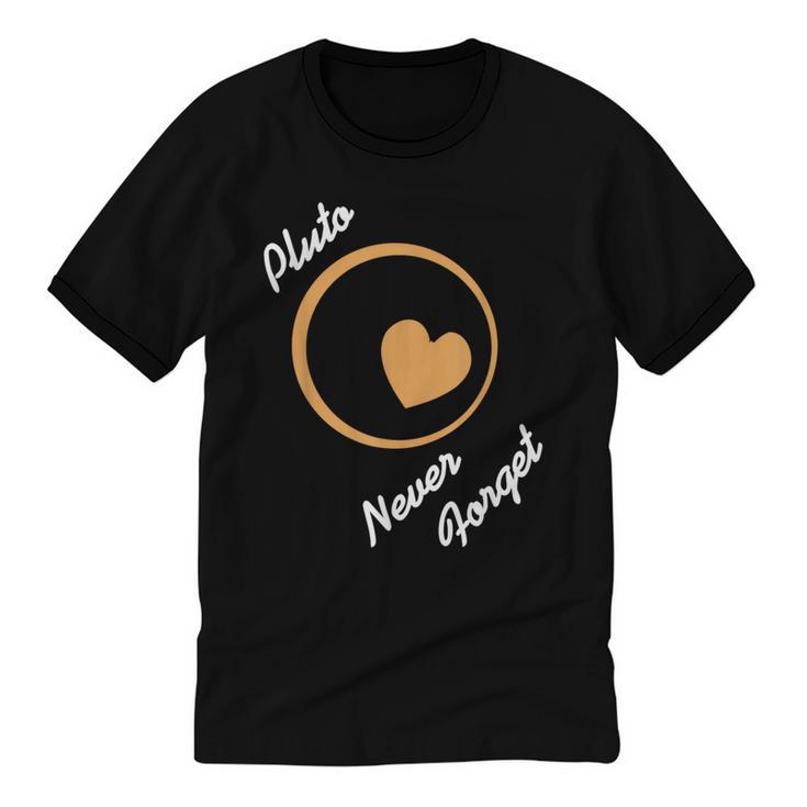 Pluto Never Forget Space Nostalgia Planetary Humor Unisex Cotton Ringer T-Shirt