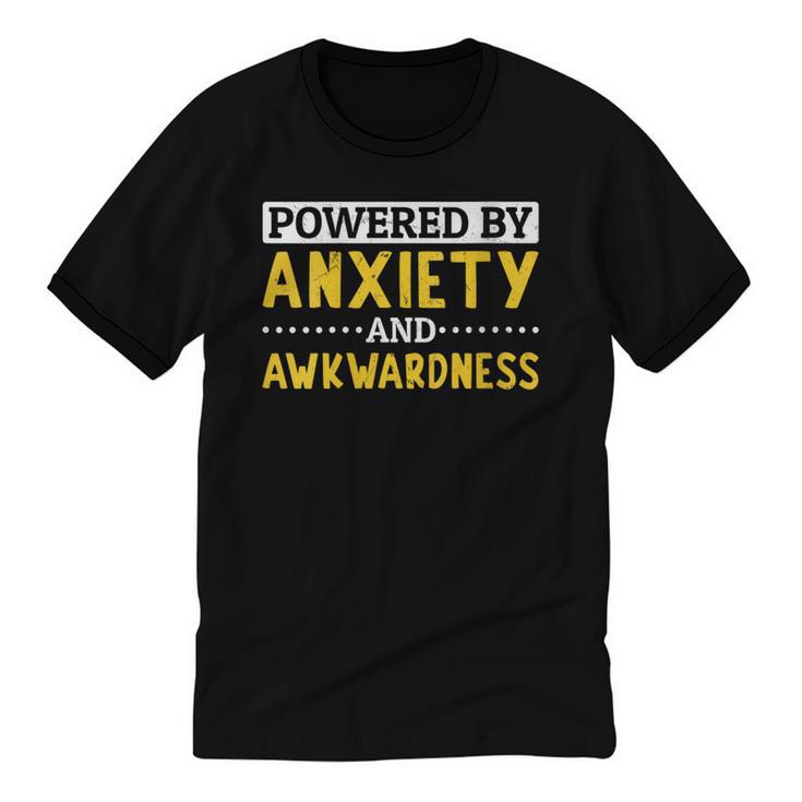 Powered By Anxiety And Awkwardness Social Anxiety Introverts Unisex Cotton Ringer T-Shirt