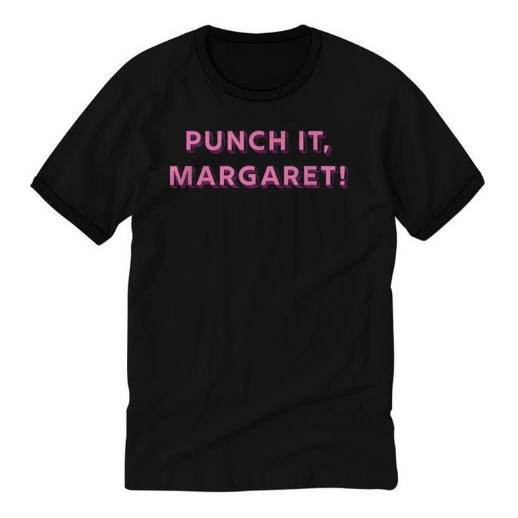 Punch It Margaret Vintage Retro 1980's Nostalgia Unisex Cotton Ringer T-Shirt