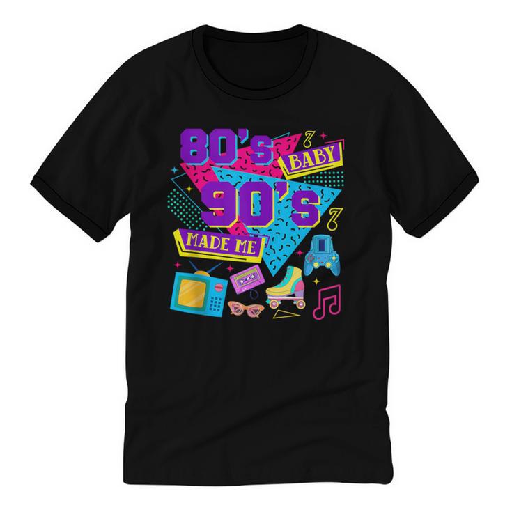 Retro 1980s 80's Baby 1990s 90's Made Me Nostalgia Birthday Unisex Cotton Ringer T-Shirt