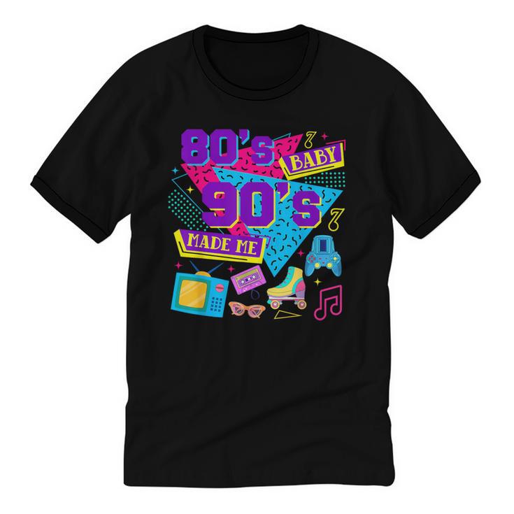 Retro 1980s 80's Baby 1990s 90's Made Me Nostalgia Birthday Unisex Cotton Ringer T-Shirt