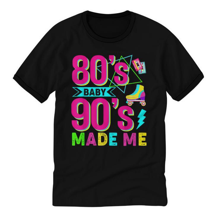 Retro 1980s 80's Baby 1990s 90's Made Me Nostalgia Vibes Unisex Cotton Ringer T-Shirt