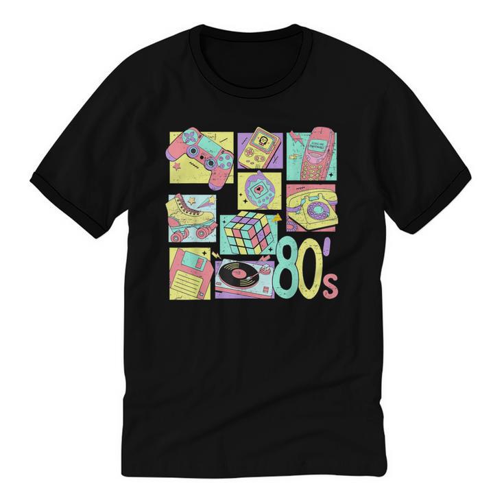 Retro 80s Nostalgia 1980s Throwback Party Costume Unisex Cotton Ringer T-Shirt