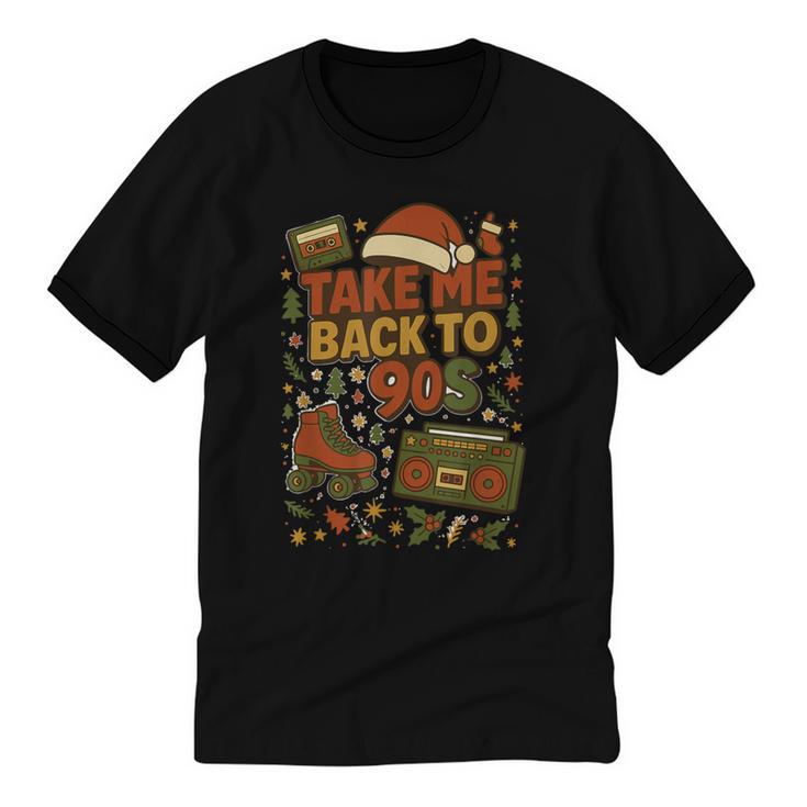 Retro 90s 80s Baby Christmas Holiday Nostalgia Unisex Cotton Ringer T-Shirt