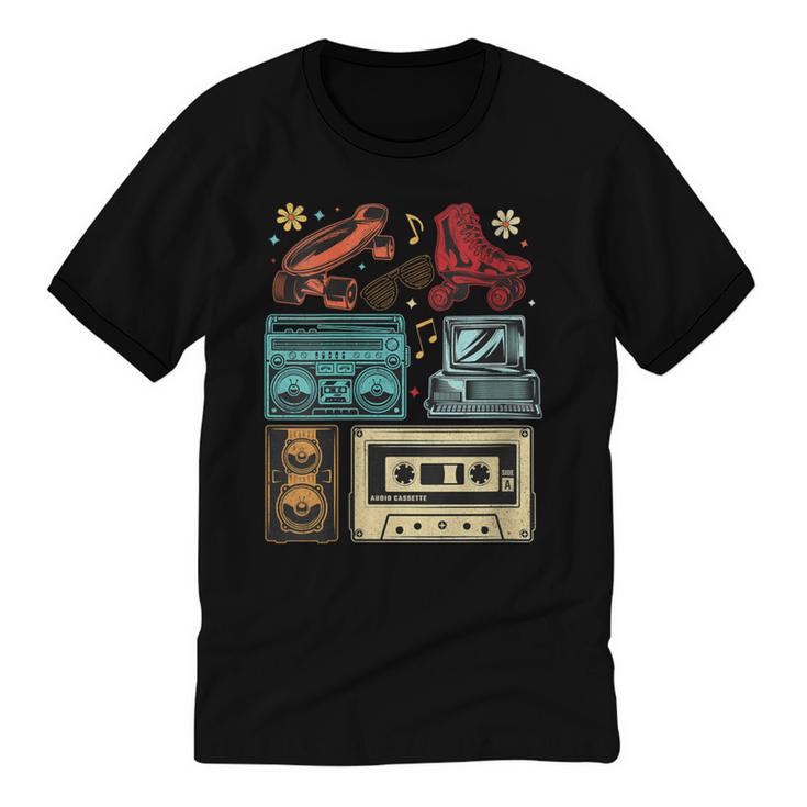 Retro Cassette 70s 80s 90s Music Vintage Party Nostalgia Unisex Cotton Ringer T-Shirt