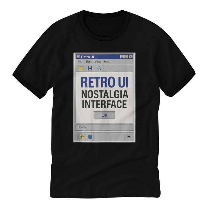 Retro Computer Dialog Box 90s Desktop Interface Nostalgia Unisex Cotton Ringer T-Shirt