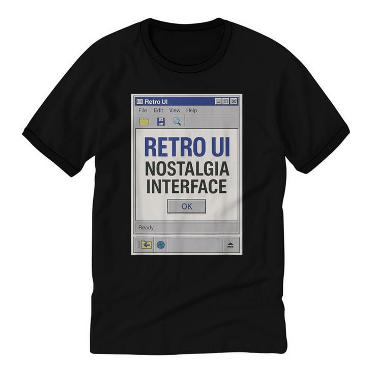 Retro Computer Dialog Box 90s Desktop Interface Nostalgia Unisex Cotton Ringer T-Shirt
