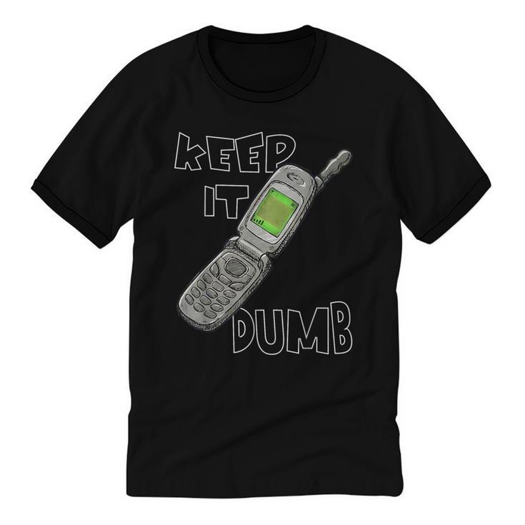 Retro Dumb Flip Phone Vintage 90s Y2K Tech Nostalgia Unisex Cotton Ringer T-Shirt