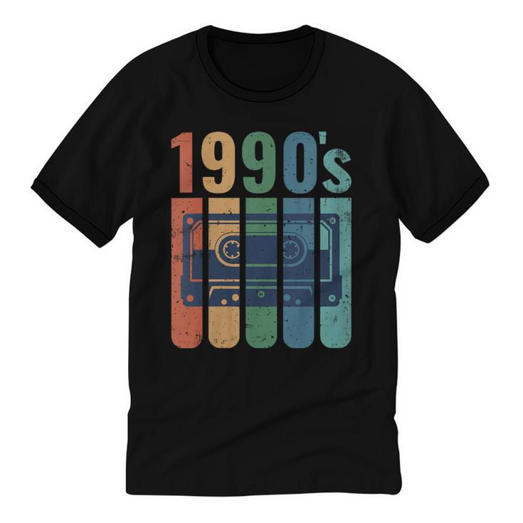 Retro Nineties Style Audio Tape Nostalgia Year 1990 Unisex Cotton Ringer T-Shirt